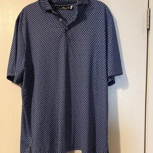 RLX Ralph Lauren Blue Navy Micro-Pattern Short Sleeve Polo